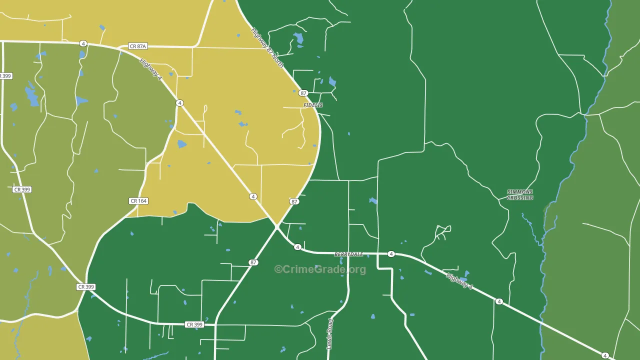 Fidelis, FL Map of Burglary Rates