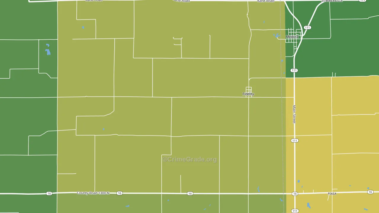 Fidelity, IL Map of Burglary Rates