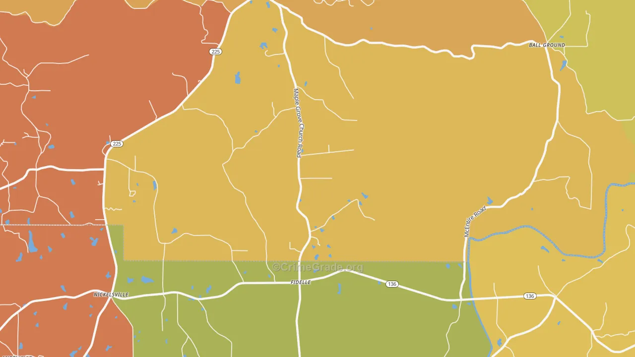 Fidelle, GA Map of Burglary Rates