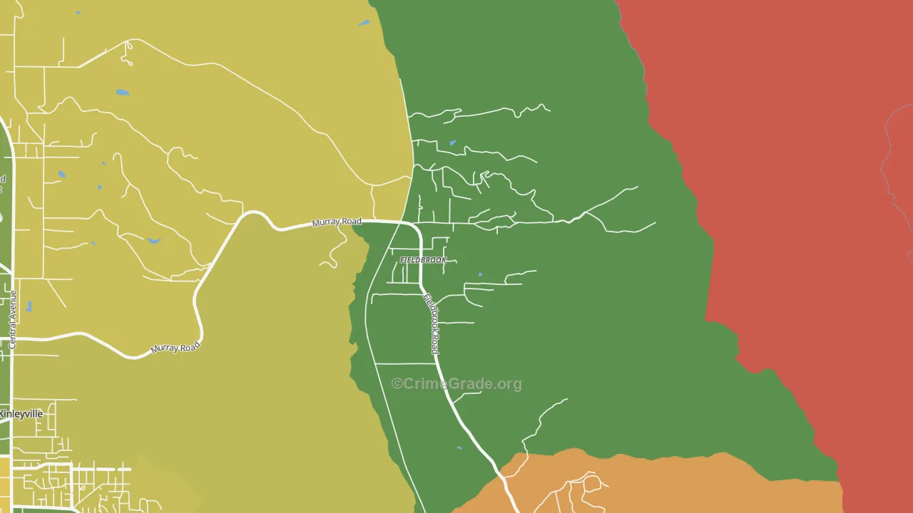Fieldbrook, CA Map of Burglary Rates
