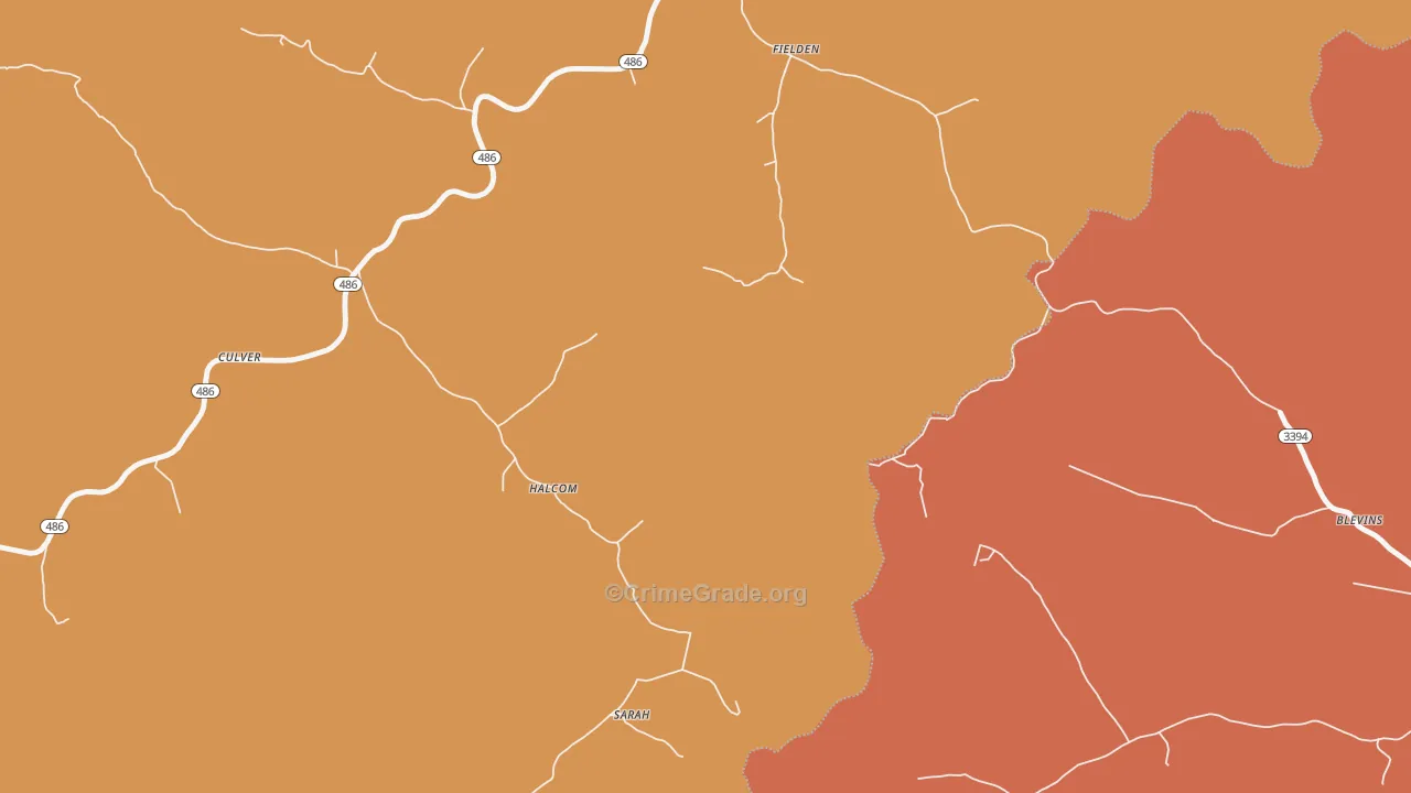 Fielden, KY Map of Burglary Rates