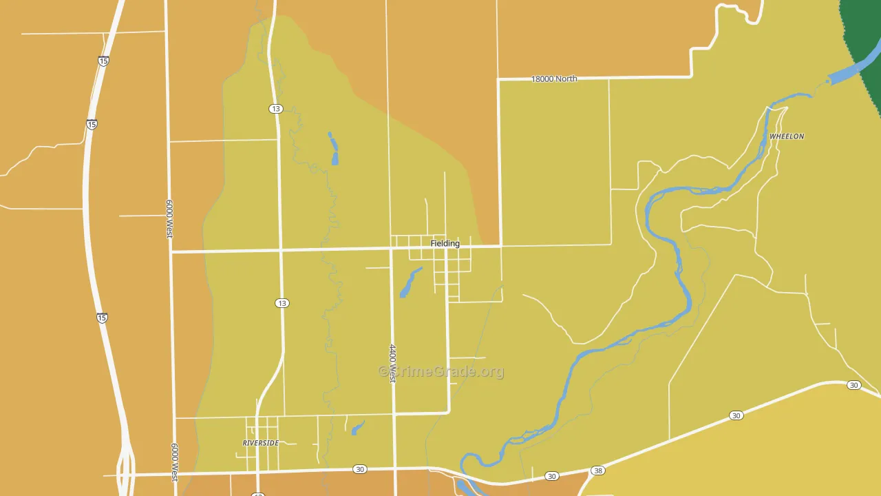 Fielding, UT Map of Burglary Rates