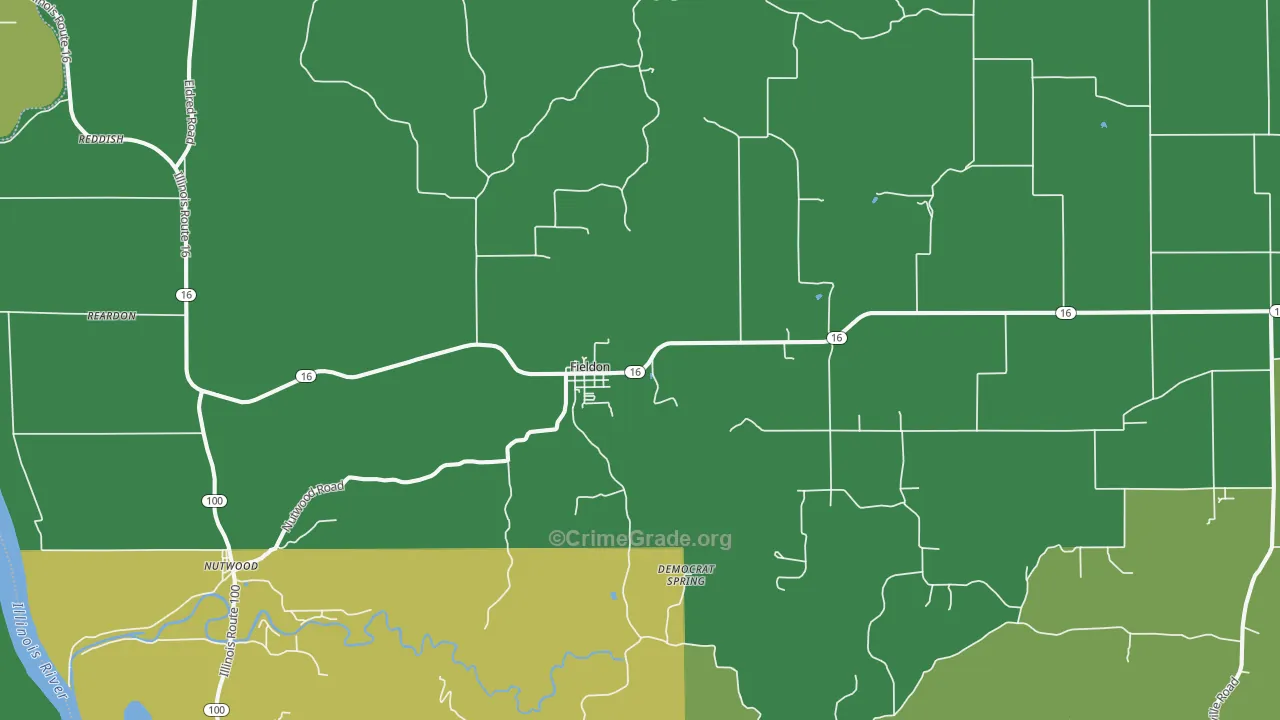 Fieldon, IL Map of Burglary Rates