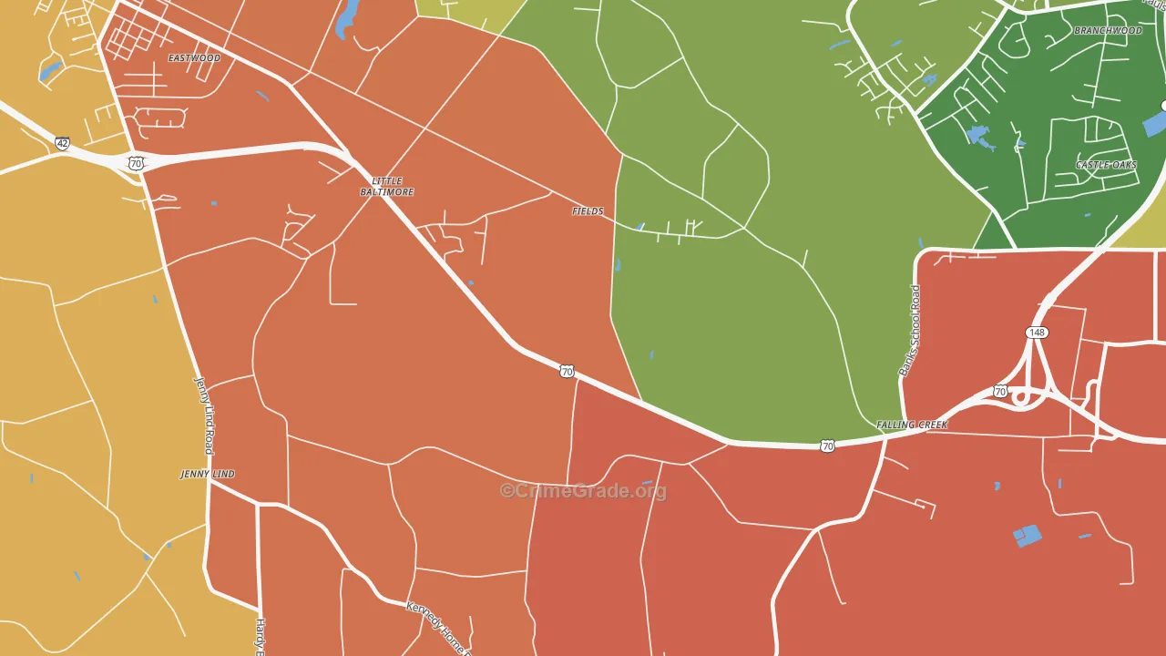 Fields, NC Map of Burglary Rates