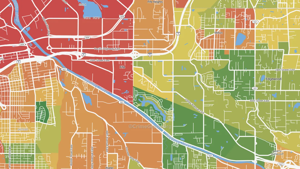 Fife, WA Map of Burglary Rates