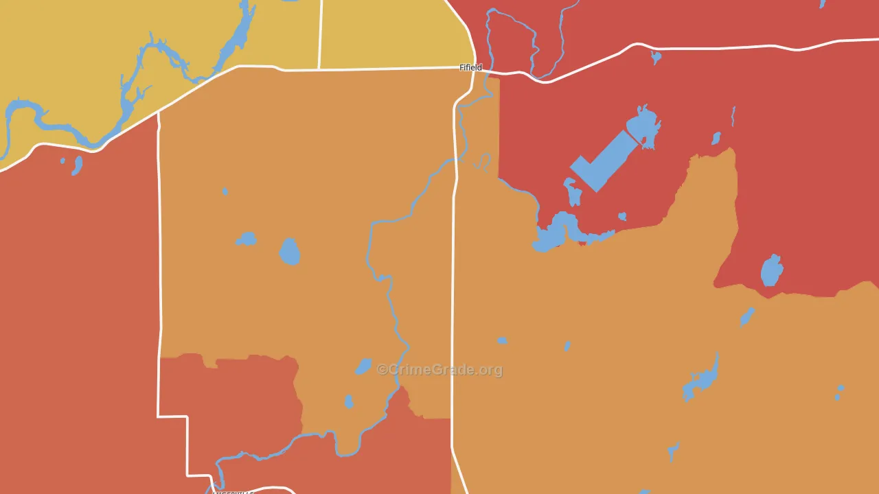 Fifield, WI Map of Burglary Rates