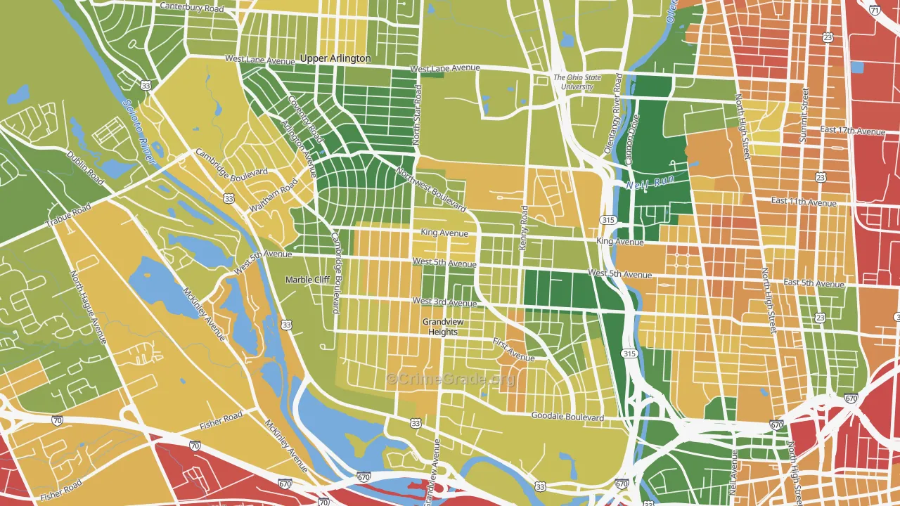 Fifth by Northwest, Columbus, OH Map of Burglary Rates
