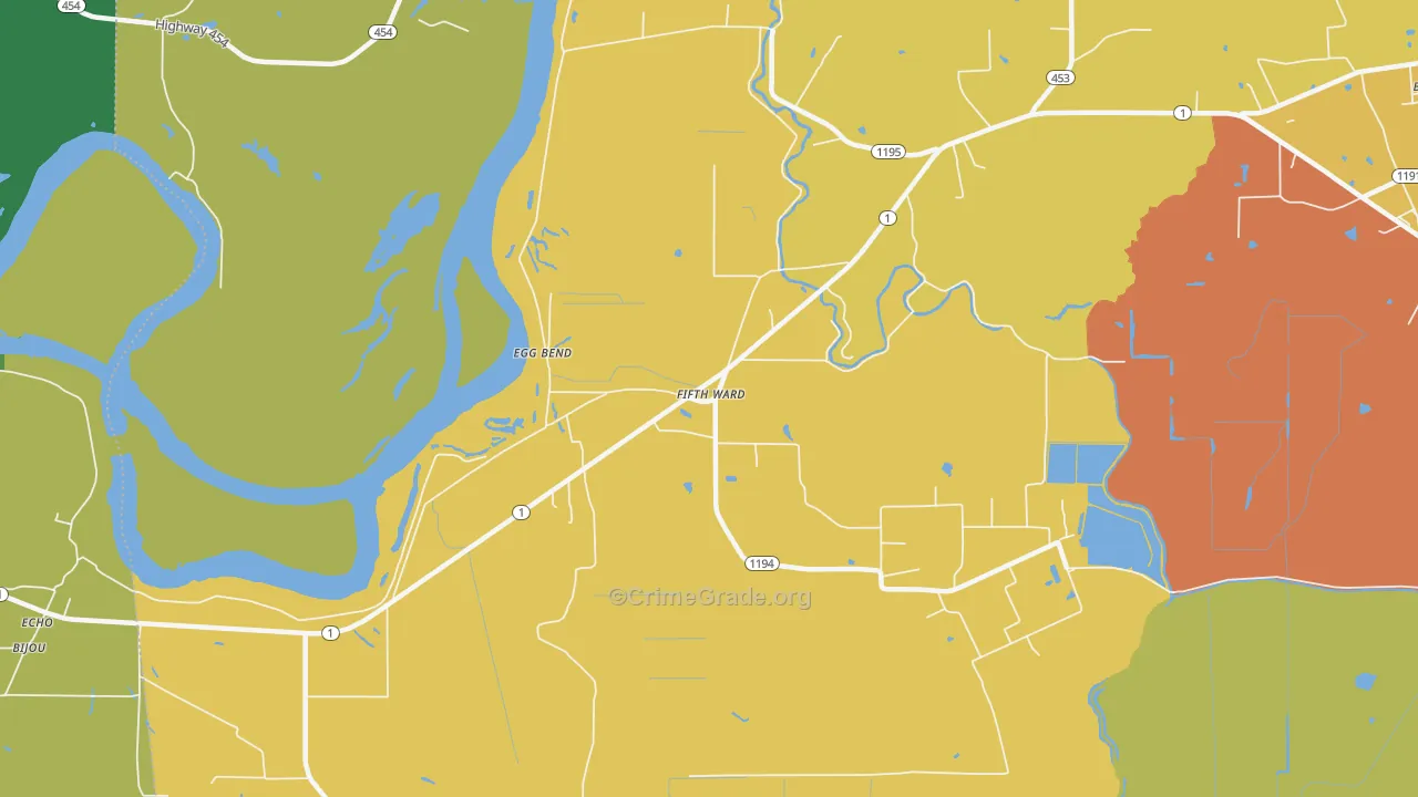 Fifth Ward, LA Map of Burglary Rates