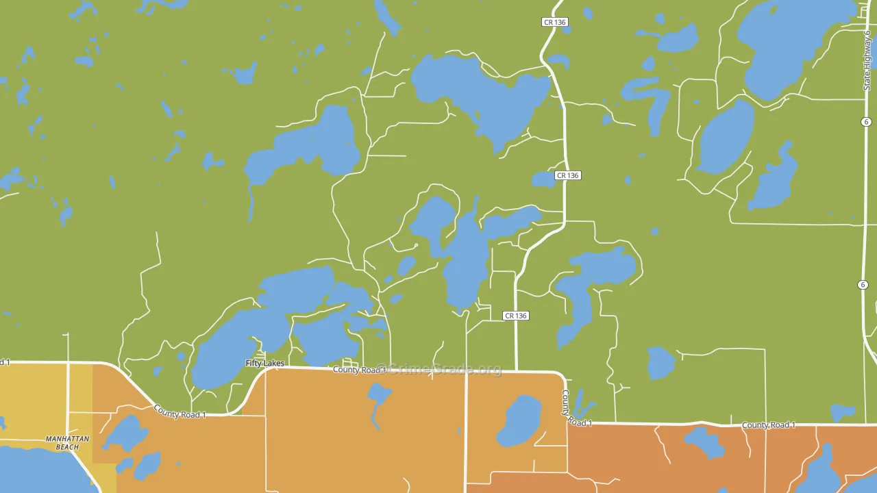 Fifty Lakes, MN Map of Burglary Rates