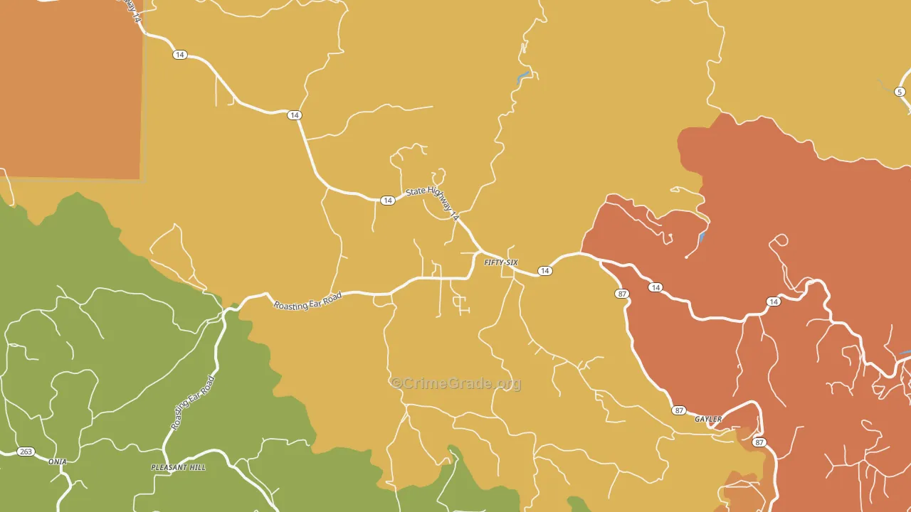 Fifty-Six, AR Map of Burglary Rates