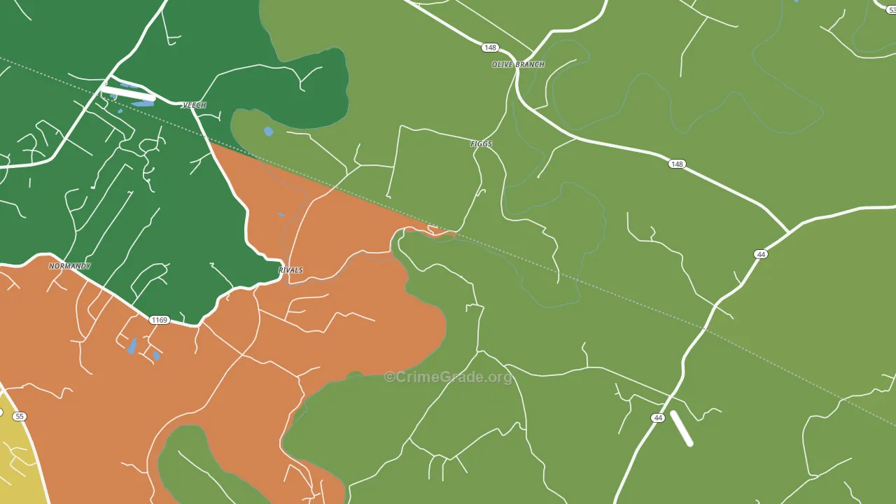 Figg, KY Map of Burglary Rates