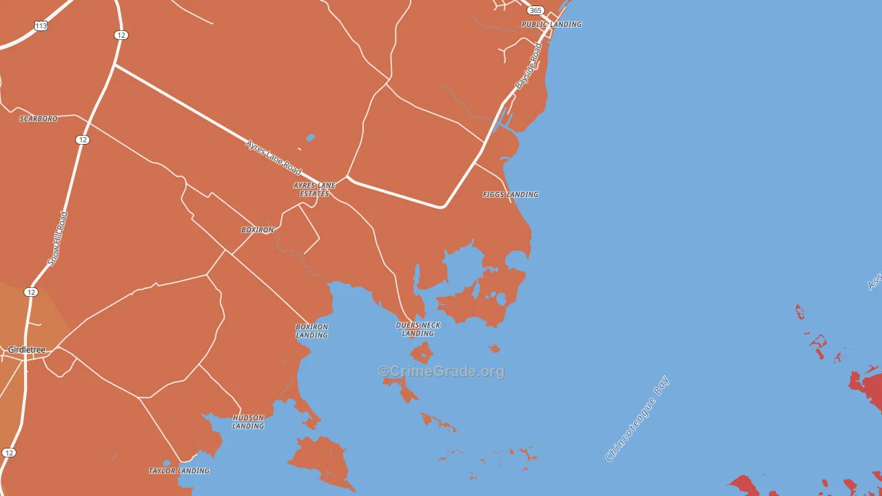 Figgs Landing, MD Map of Burglary Rates