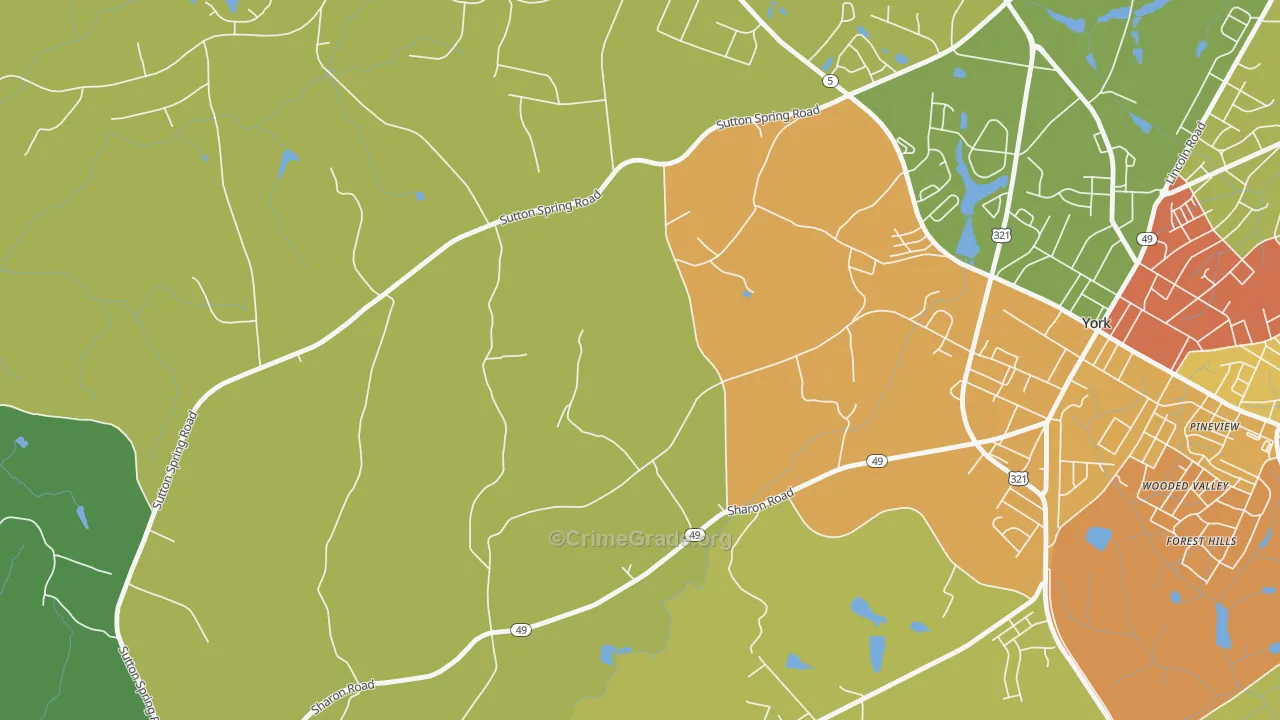 Filbert, SC Map of Burglary Rates