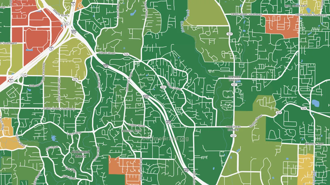 Filbert-Winesap, Bothell West, WA Map of Burglary Rates