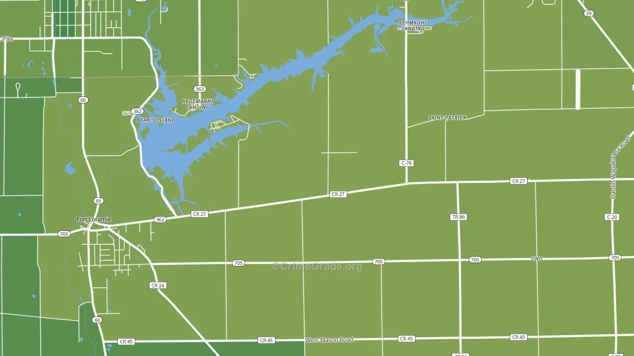Filburns Island, OH Map of Burglary Rates
