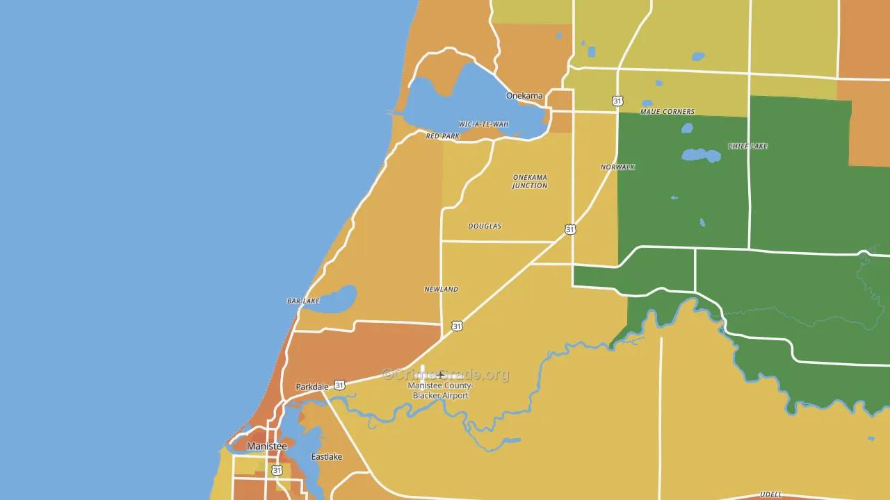 Filer City, MI Map of Burglary Rates