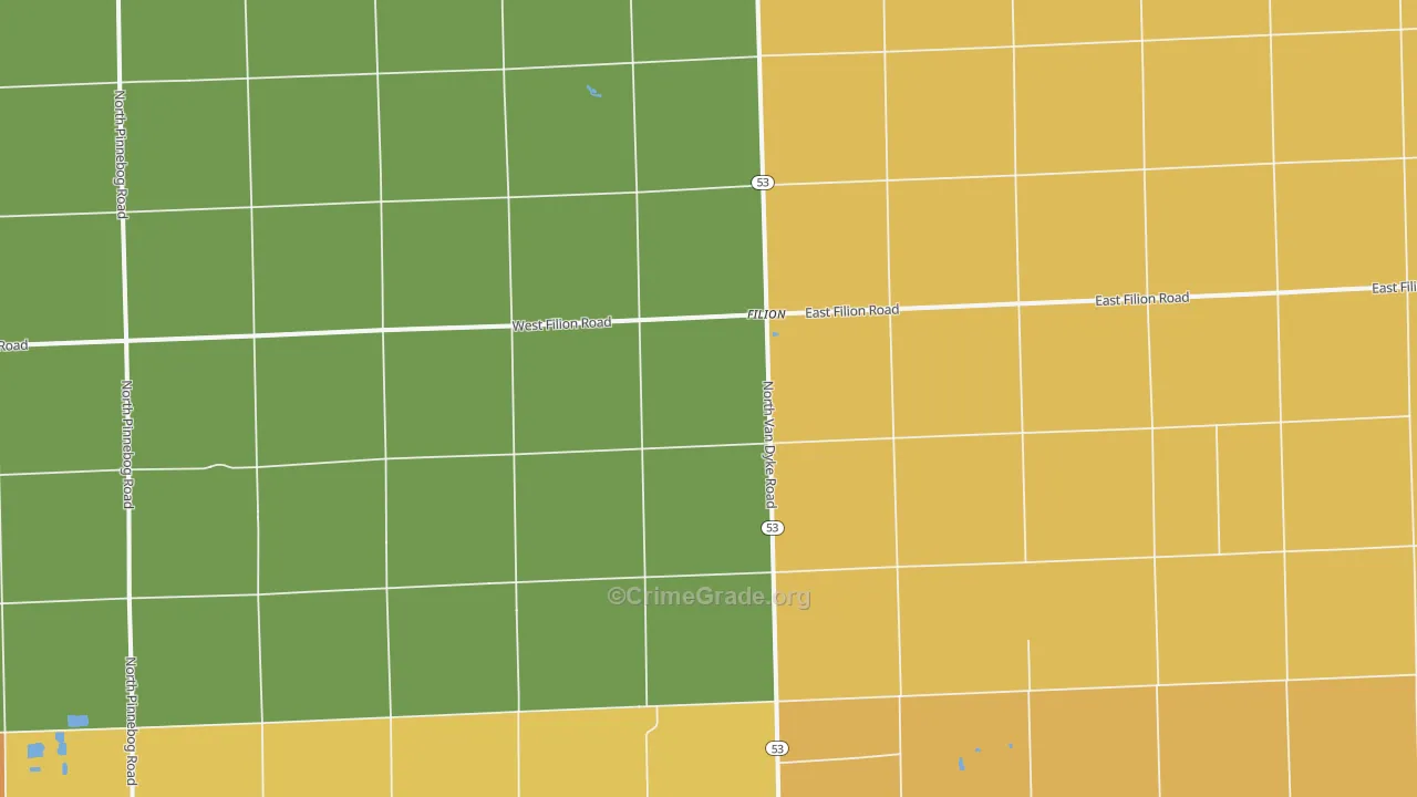 Filion, MI Map of Burglary Rates