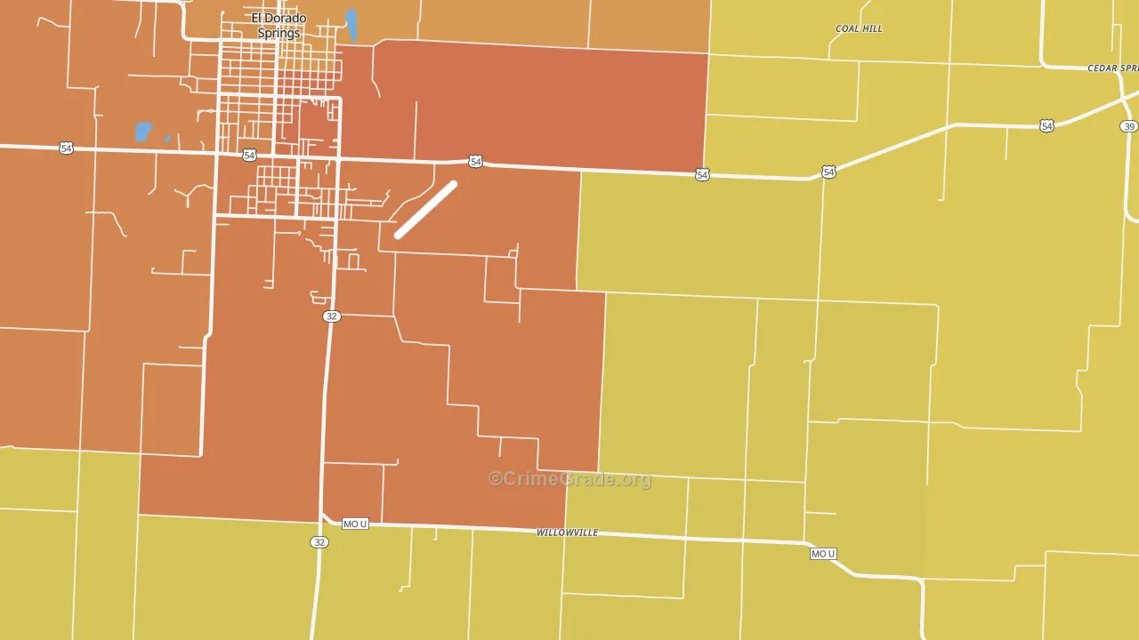 Filley, MO Map of Burglary Rates