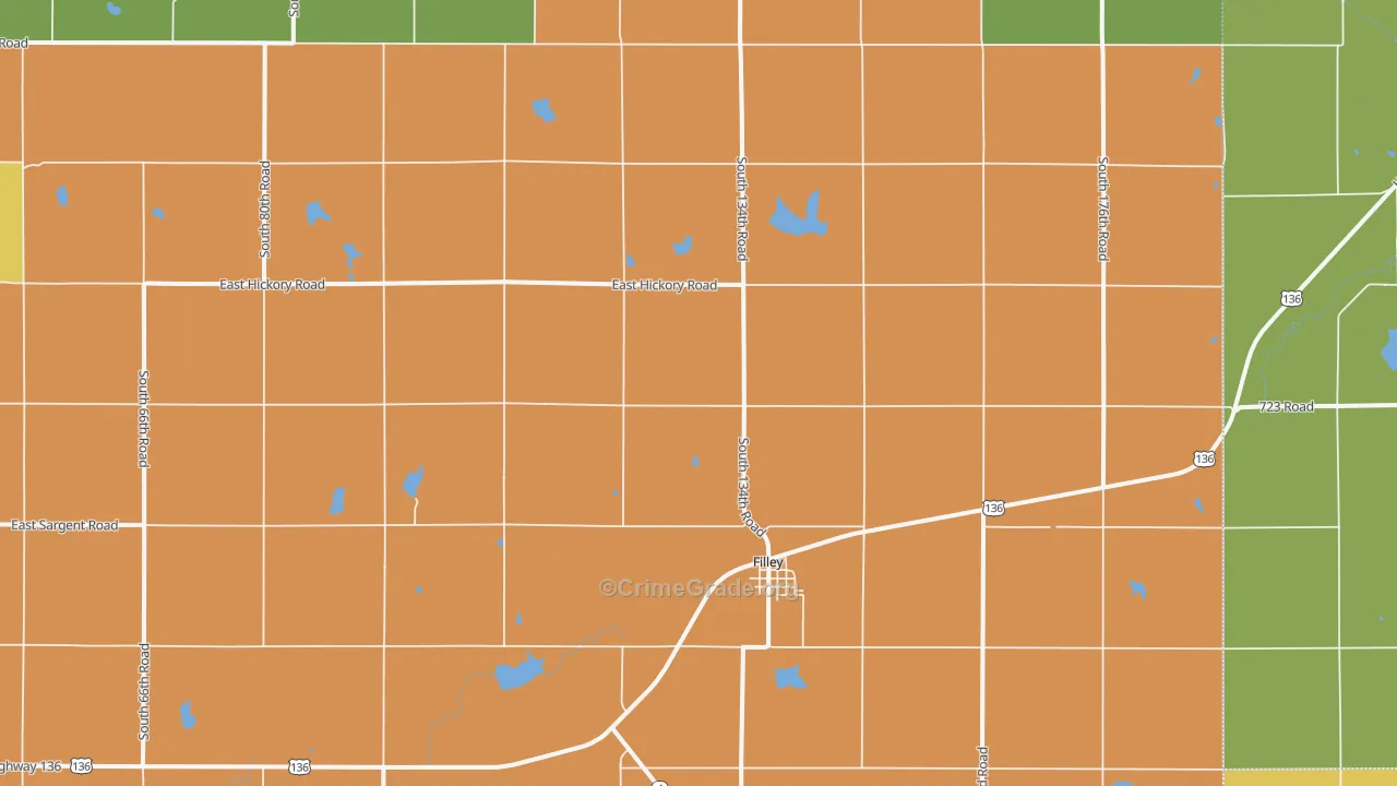 Filley, NE Map of Burglary Rates