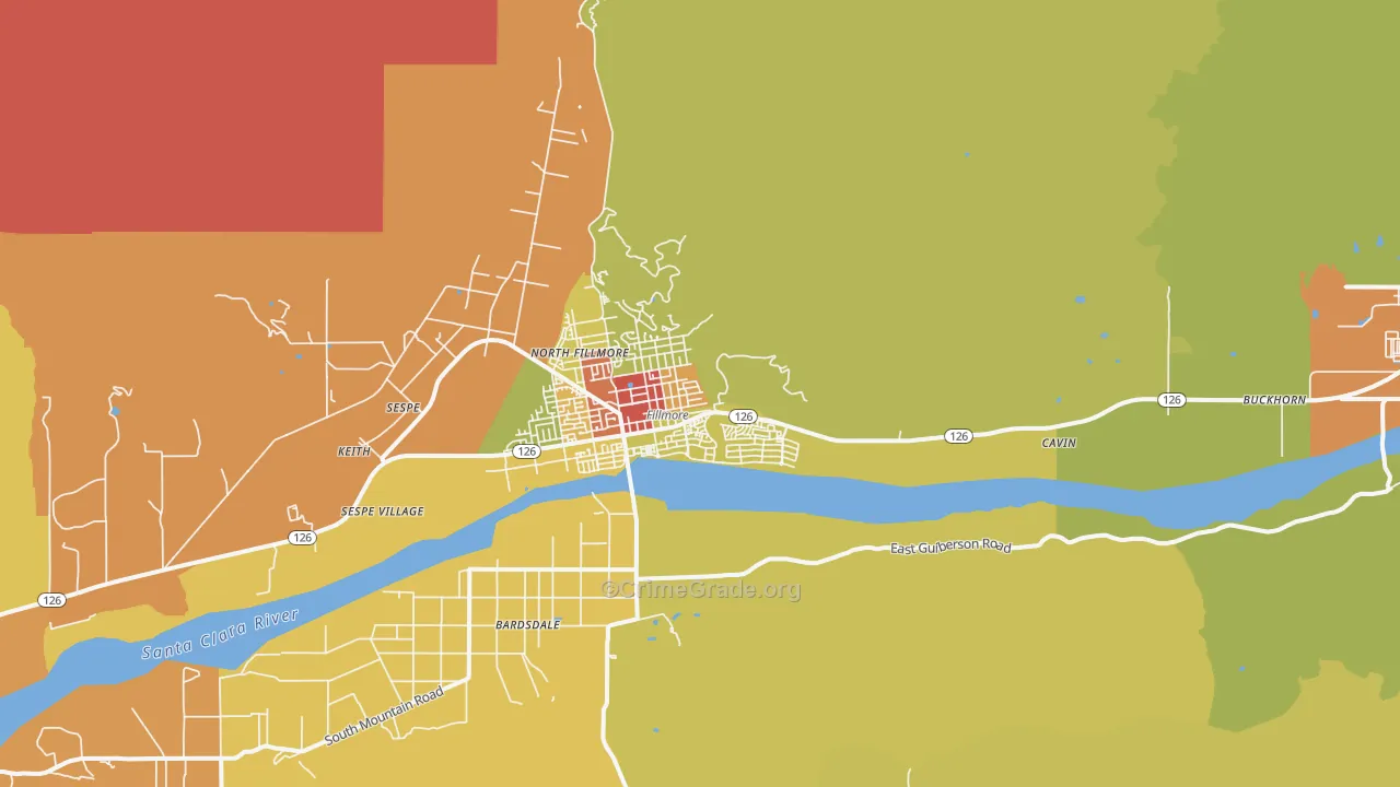 Fillmore, CA Map of Burglary Rates