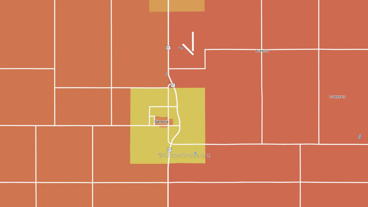 Fillmore County, NE Map of Burglary Rates