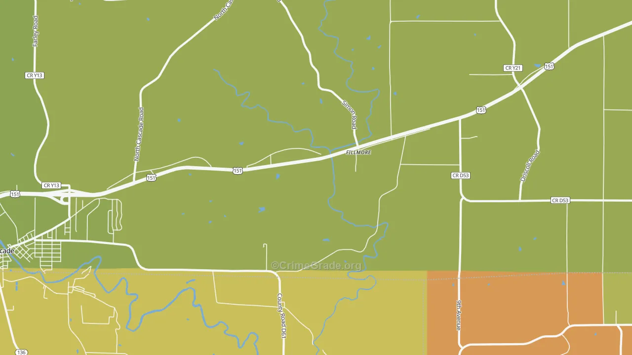 Fillmore, IA Map of Burglary Rates