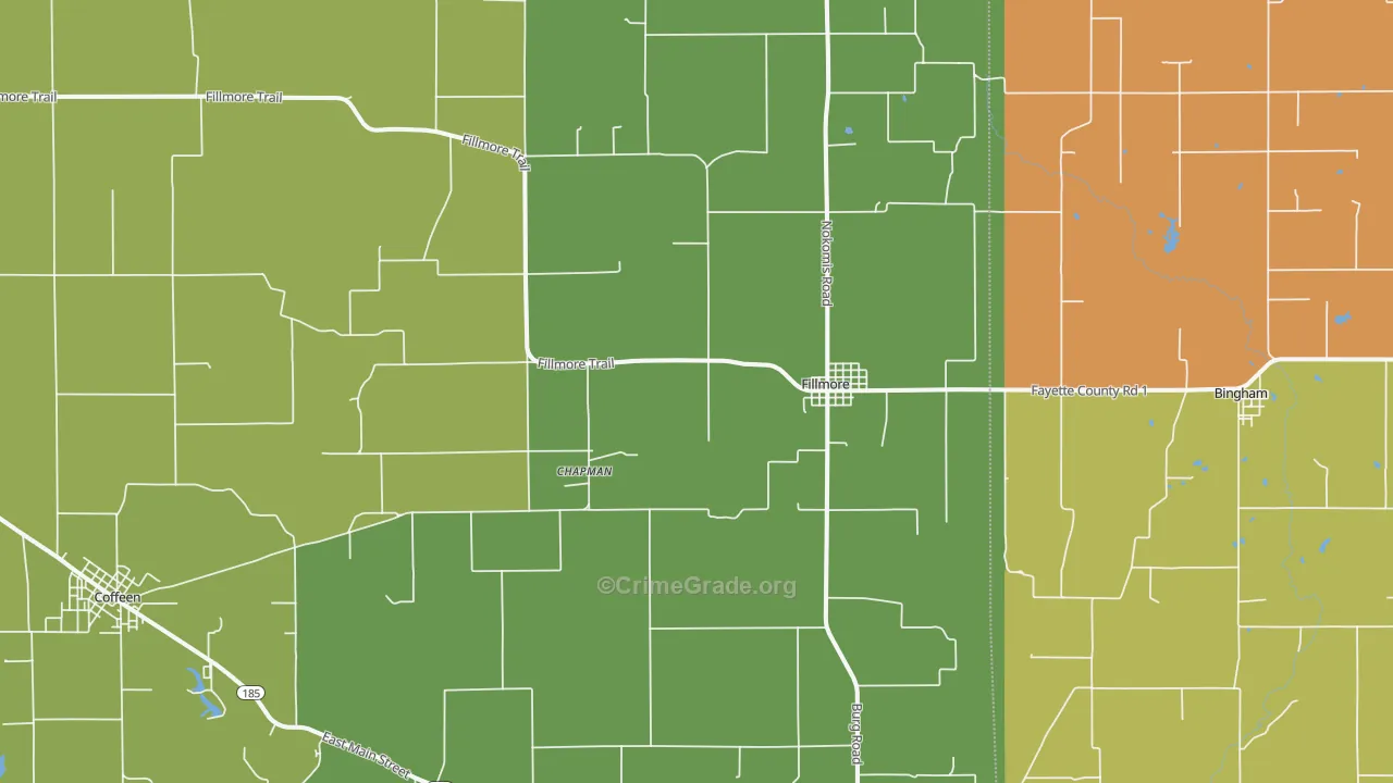 Fillmore, IL Map of Burglary Rates