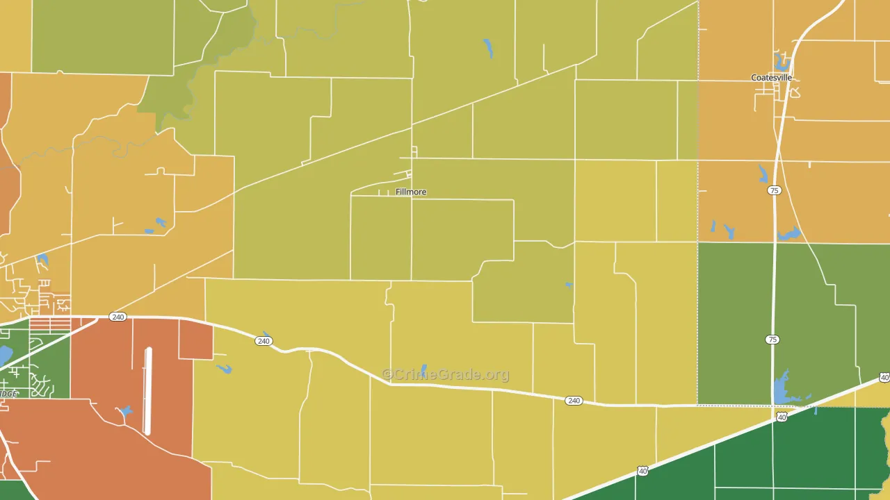 Fillmore, IN Map of Burglary Rates