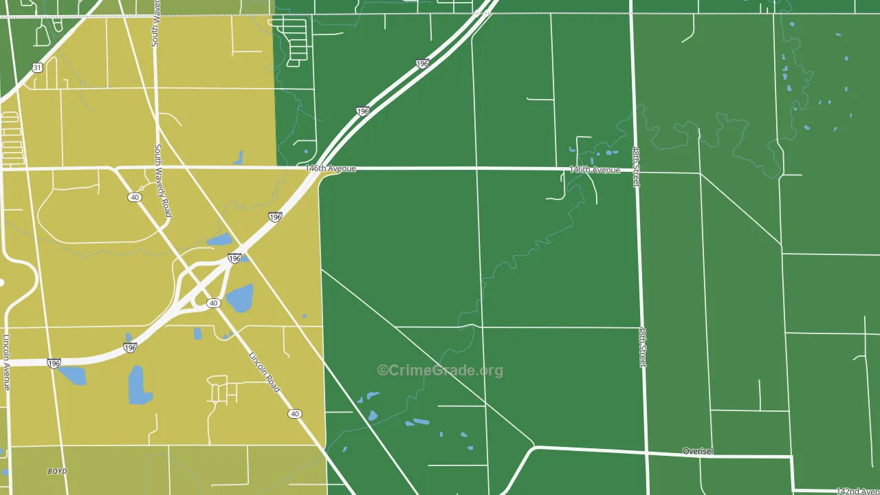 Fillmore, MI Map of Burglary Rates