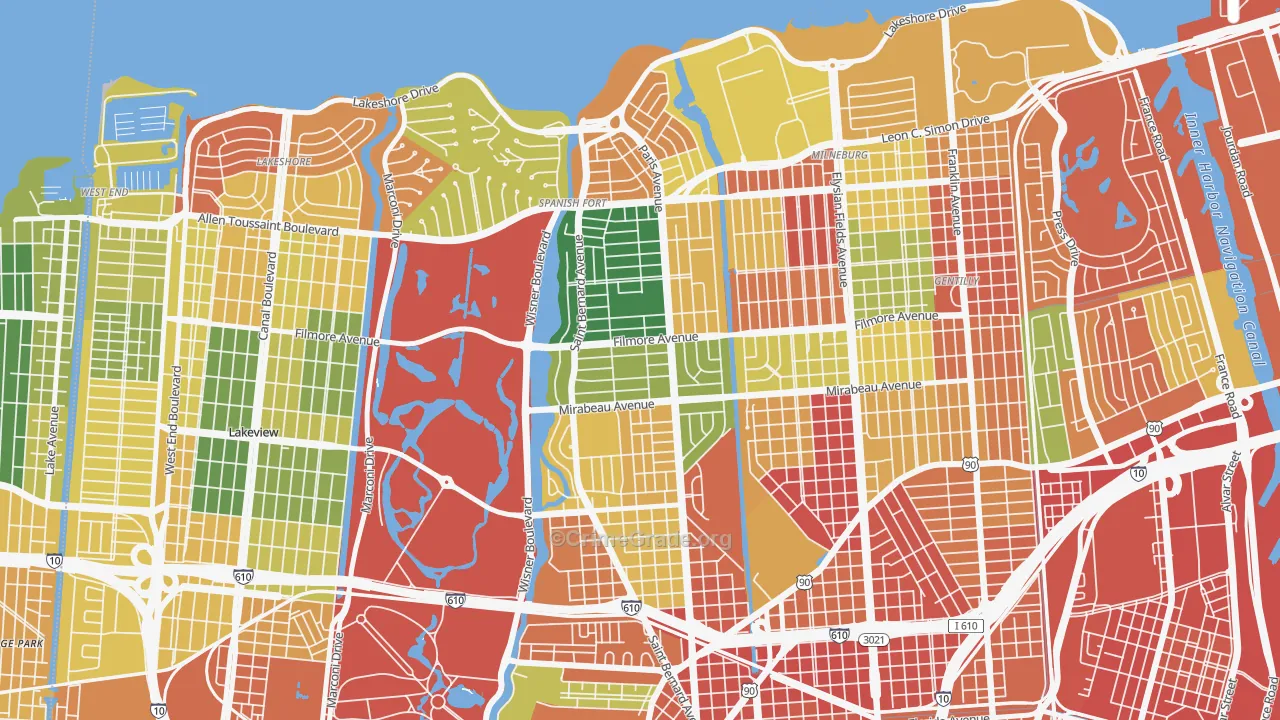 Fillmore, New Orleans, LA Map of Burglary Rates