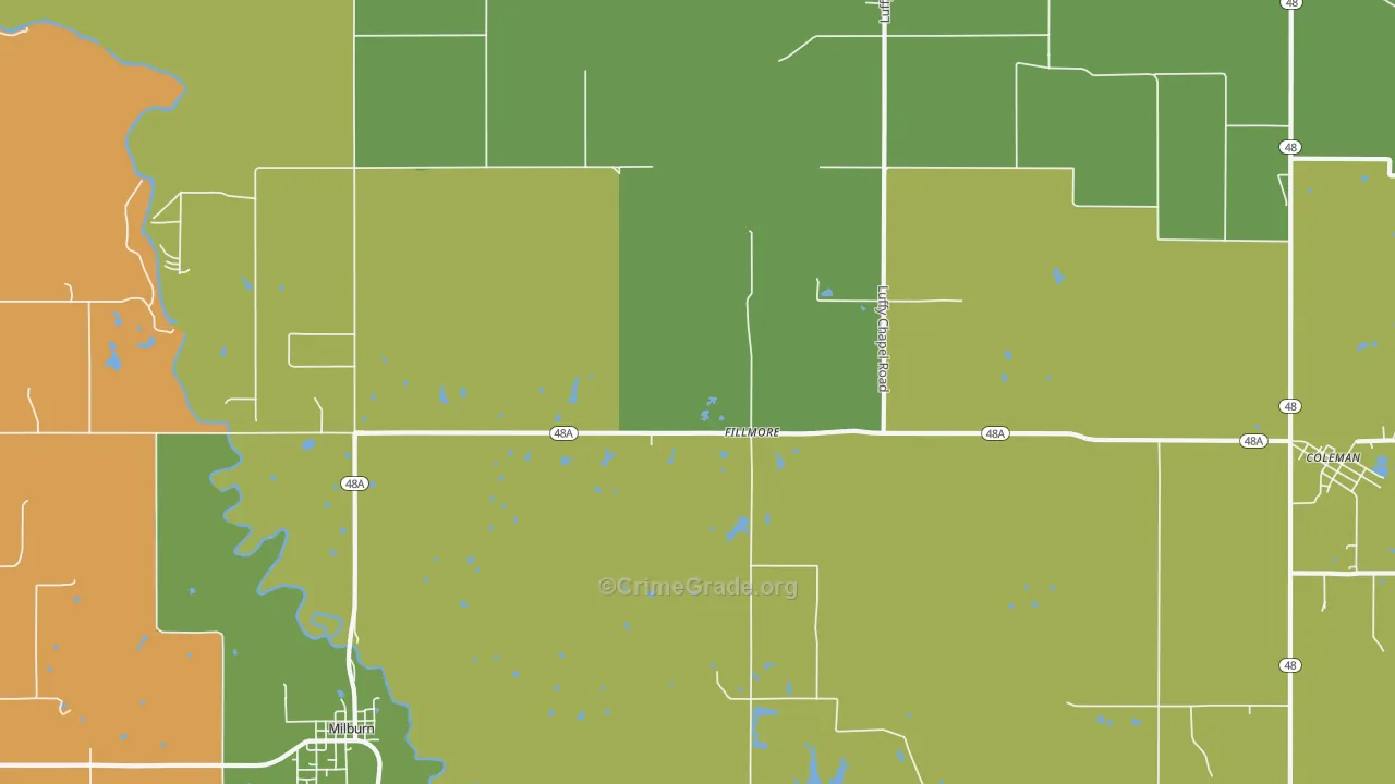 Fillmore, OK Map of Burglary Rates