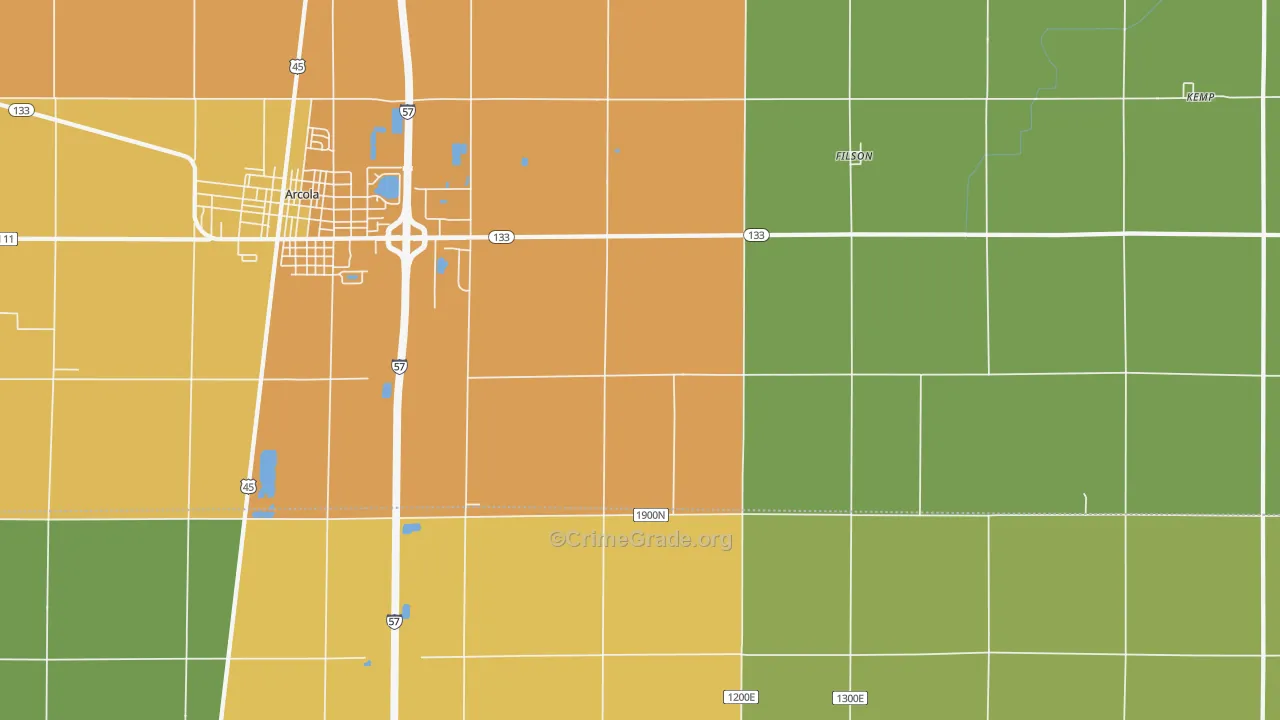 Filson, IL Map of Burglary Rates