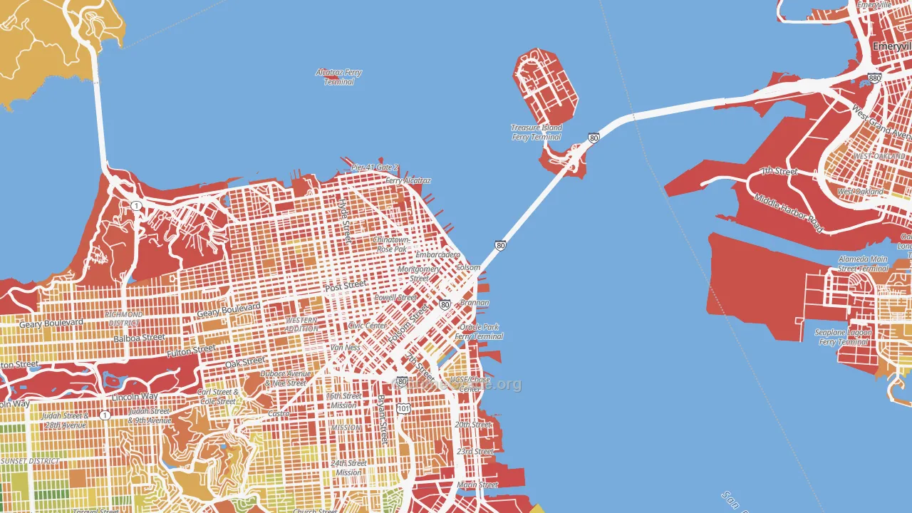 Financial District, San Francisco, CA Map of Burglary Rates