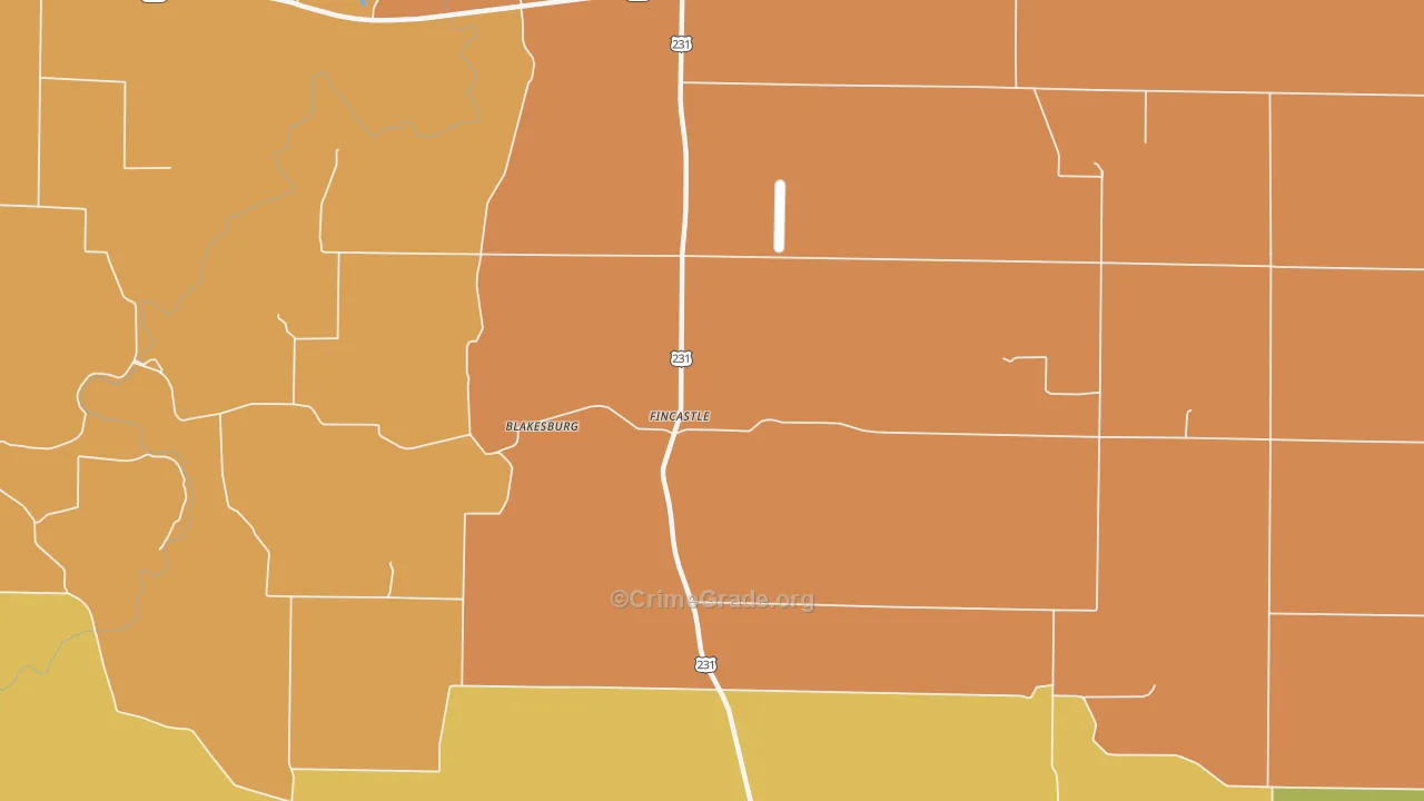Fincastle, IN Map of Burglary Rates