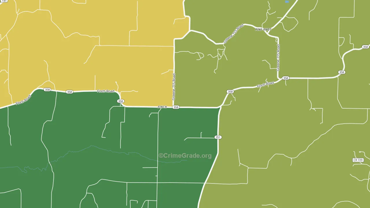 Finch, AR Map of Burglary Rates