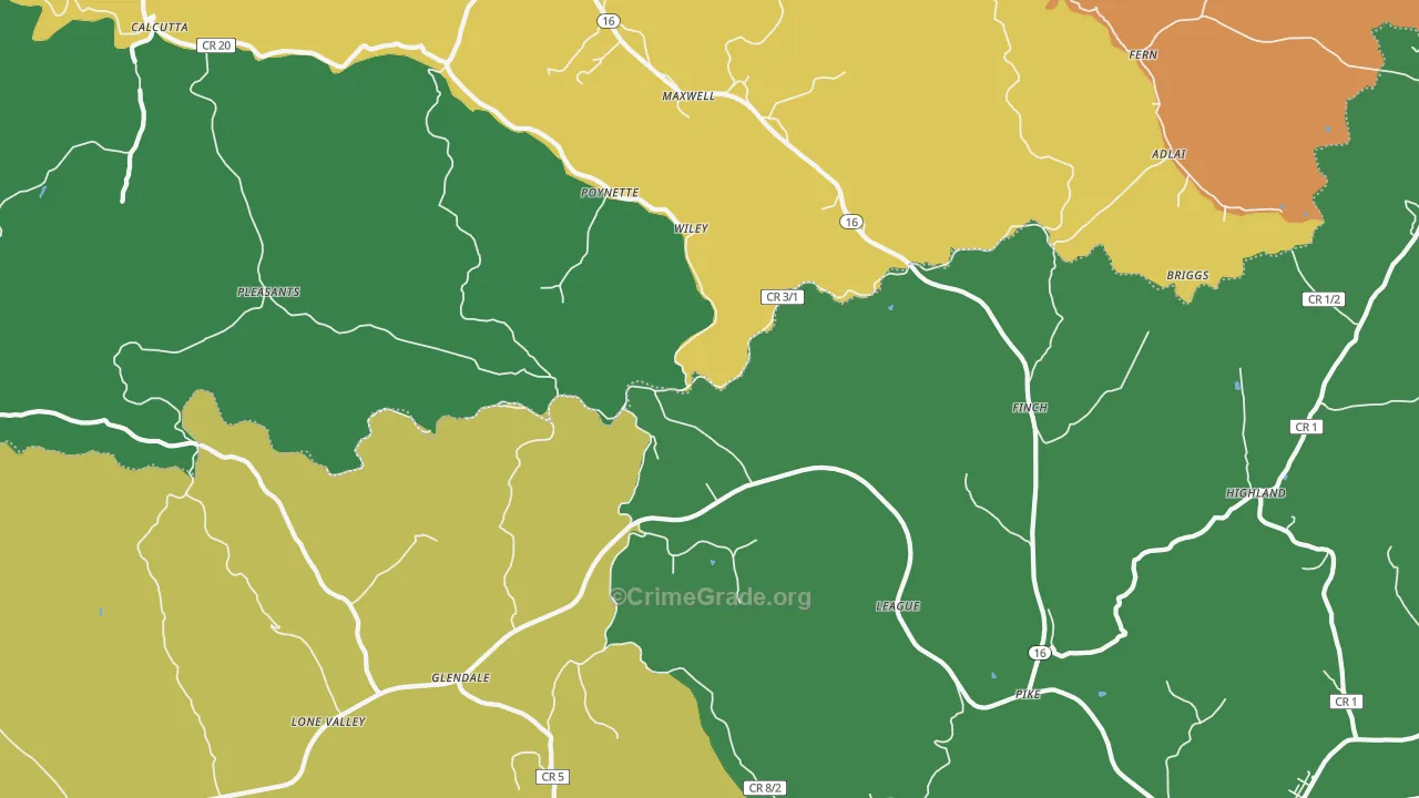 Finch, WV Map of Burglary Rates