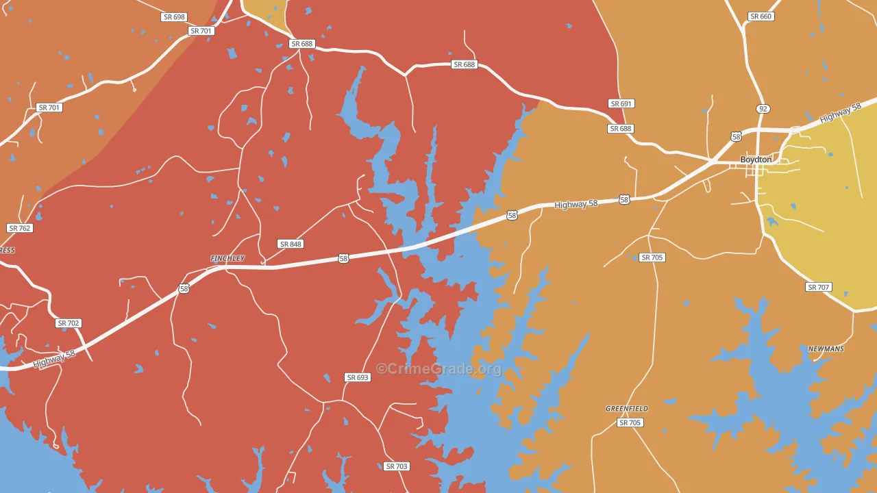 Finchley, VA Map of Burglary Rates