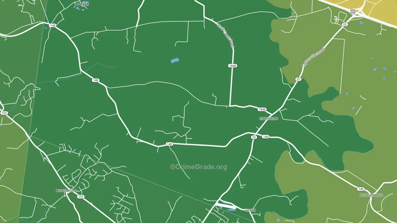 Finchville, KY Map of Burglary Rates