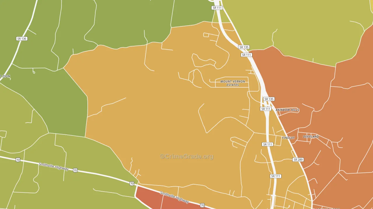 Findlay, TN Map of Burglary Rates