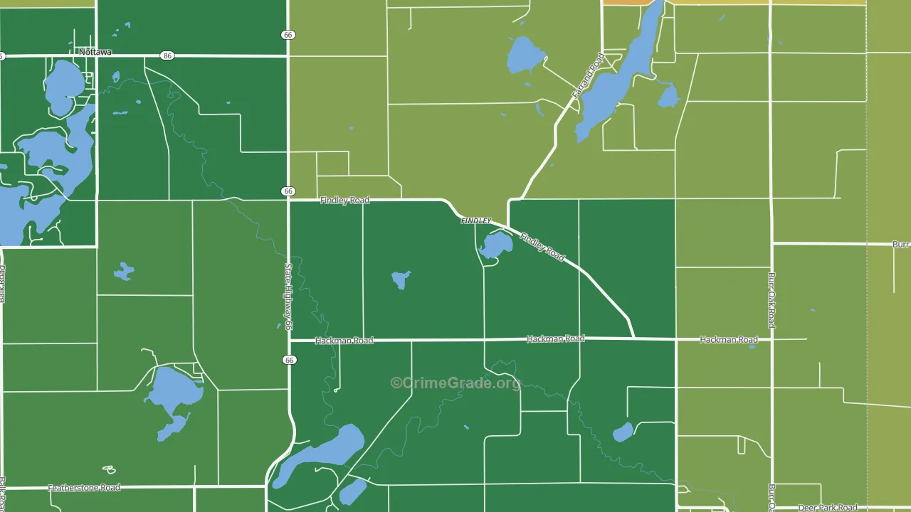 Findley, MI Map of Burglary Rates