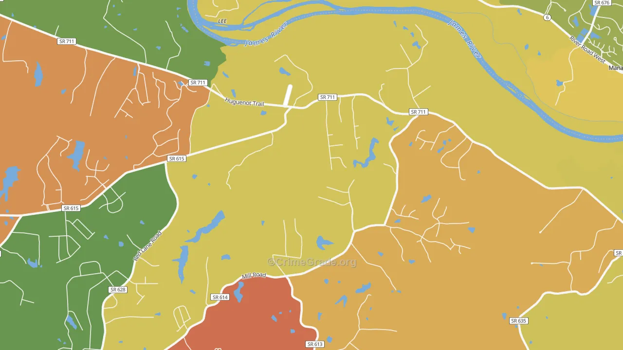 Fine Creek Mills, VA Map of Burglary Rates