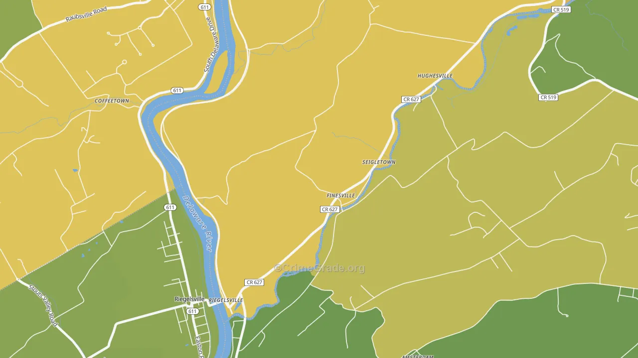 Finesville, NJ Map of Burglary Rates
