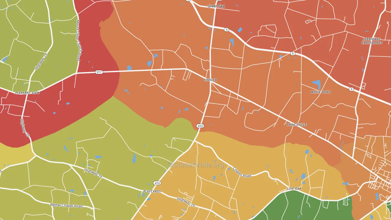 Finklea, SC Map of Burglary Rates