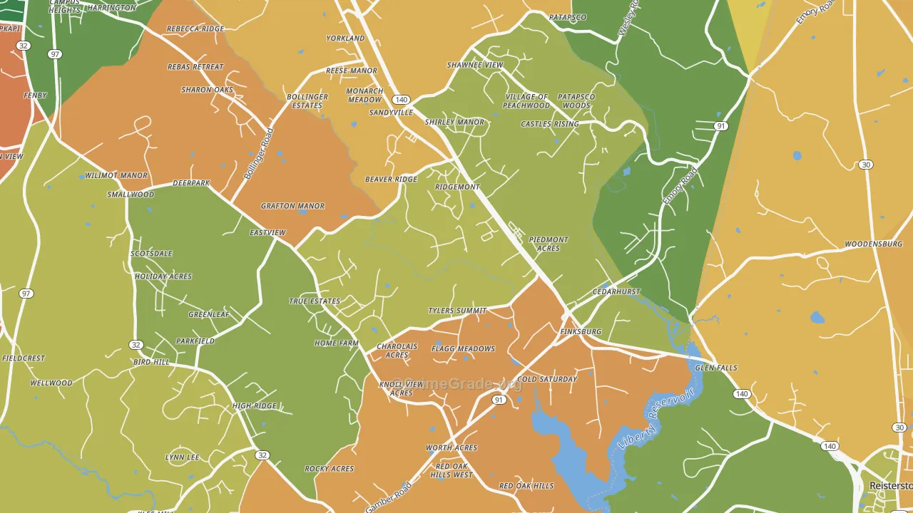 Finksburg, MD Map of Burglary Rates