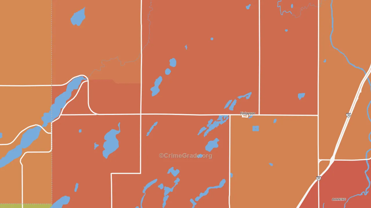 Finlayson, MN Map of Burglary Rates