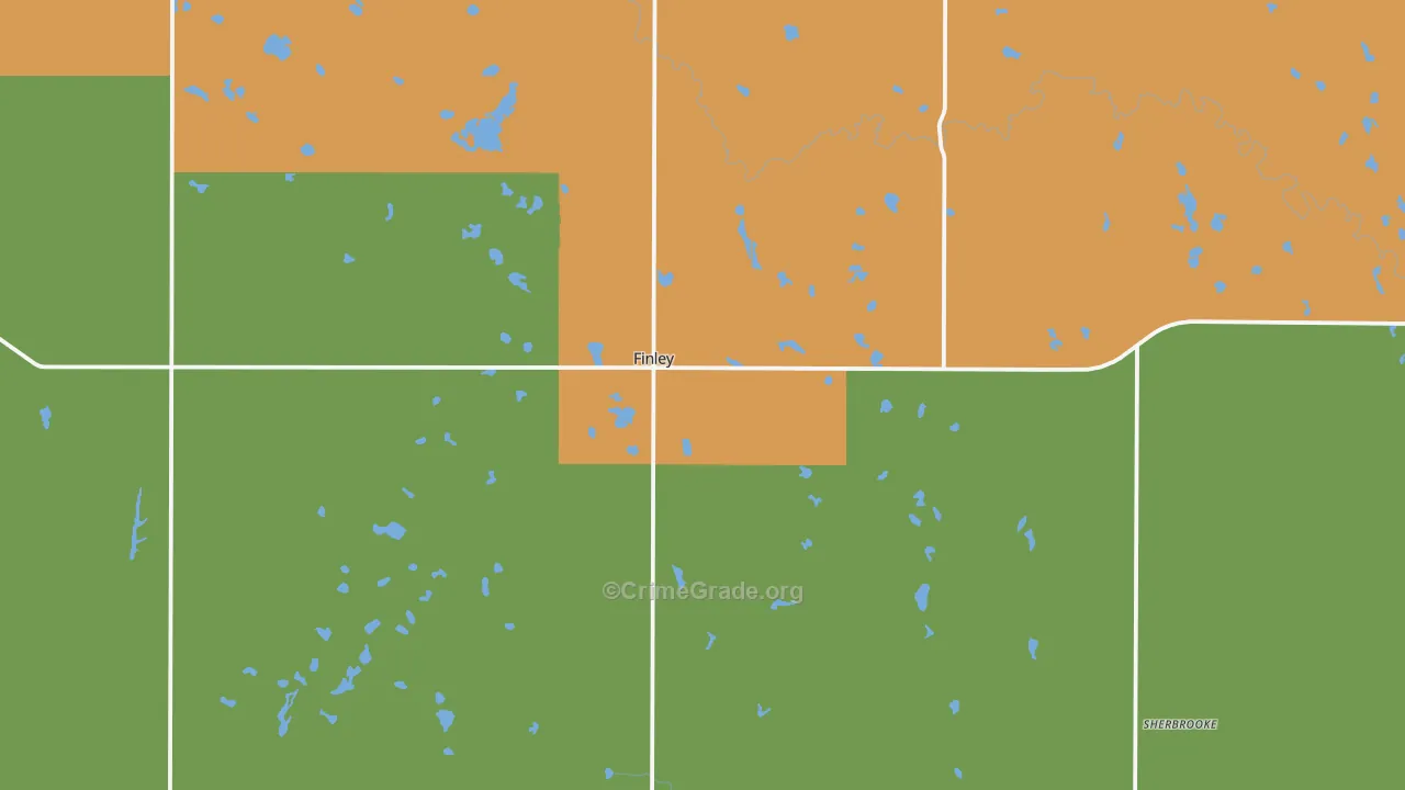 Finley, ND Map of Burglary Rates