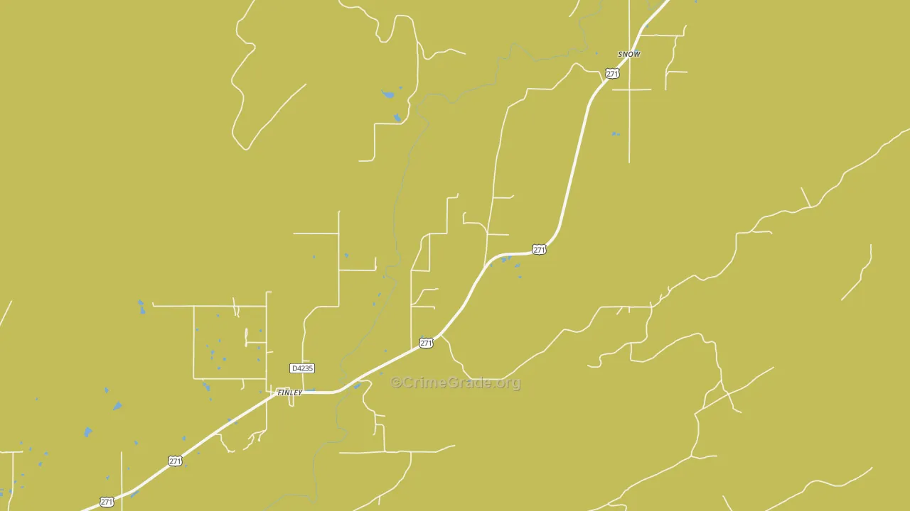 Finley, OK Map of Burglary Rates