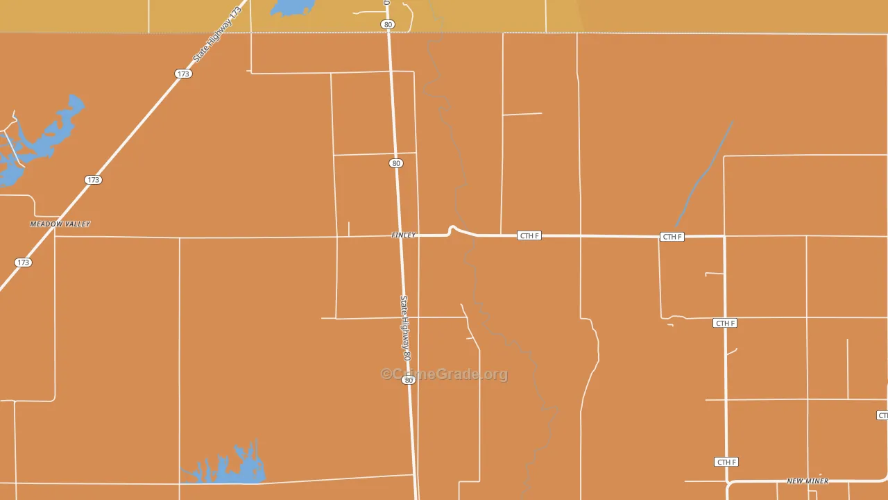 Finley, WI Map of Burglary Rates