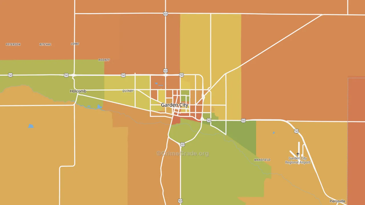 Finney County, KS Map of Burglary Rates