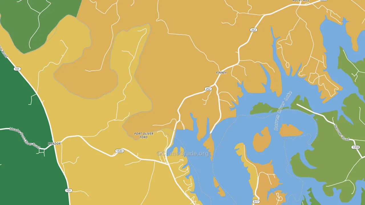 Finney, KY Map of Burglary Rates